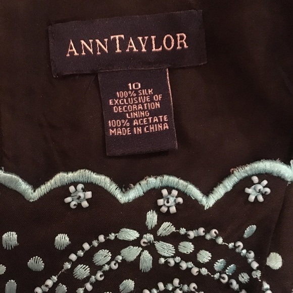 Ann Taylor Black Dress With Turquoise Design - Picture 4 of 7